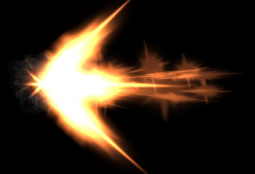 Realistic left side arrow muzzle flash on black background png free download