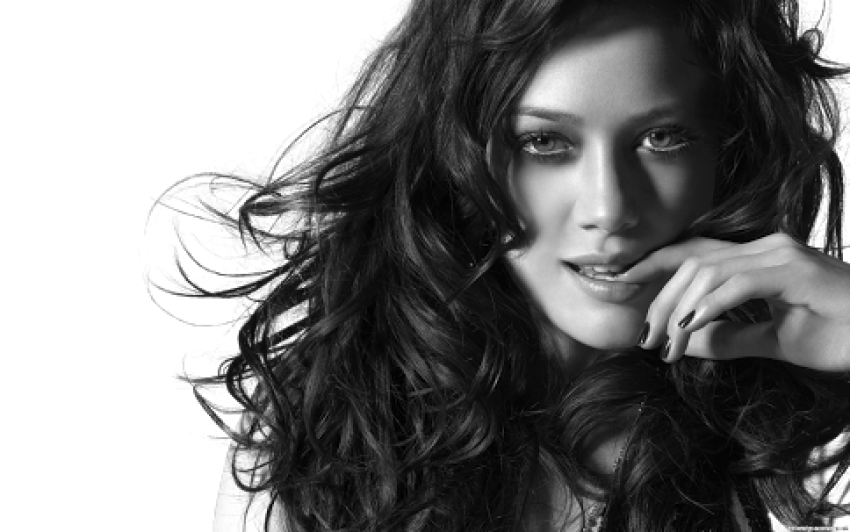 Beautiful girl black and white photography free png