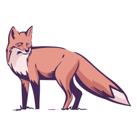 Silhoutte Cute Red Fox PNG Cartton Image Free Download