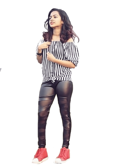 Indian girl in black pant white and black shirt free png