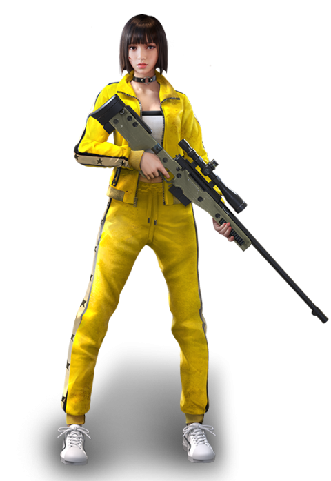 Free fire yellow girl character 3d character with gun free png download