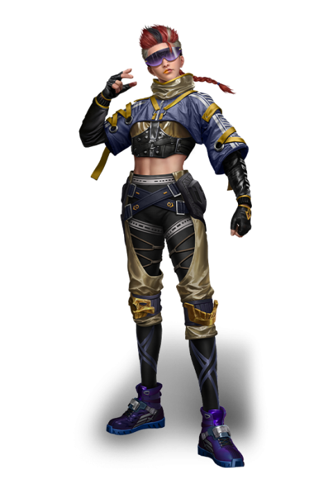 Free fire punky style 3d character 3d girl with stand pose character png free download