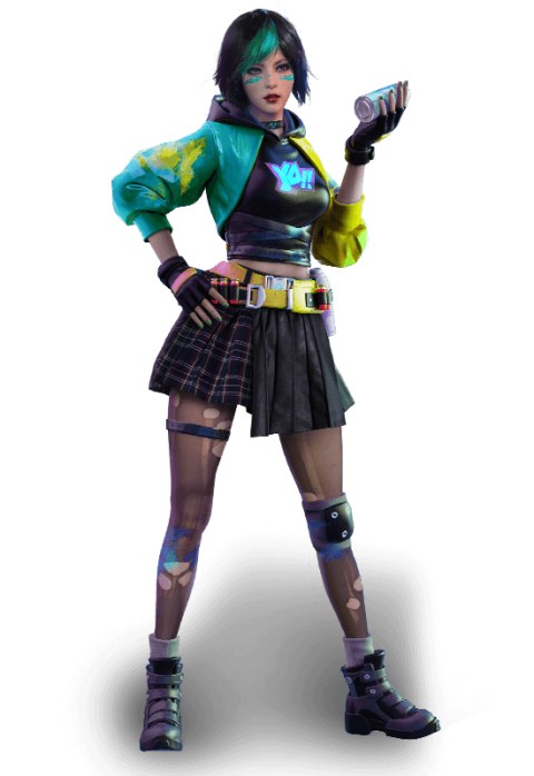 Steffi yahoo girl free fire cute 3d model character png free download