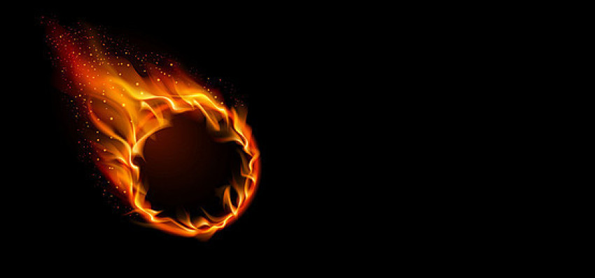 Round fire with flame on black background, round fire template realistic burning circle png free download