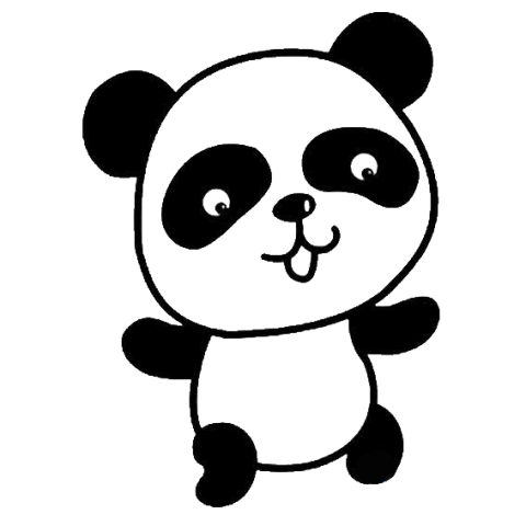 Panda black and white lovely Free PNG Download
