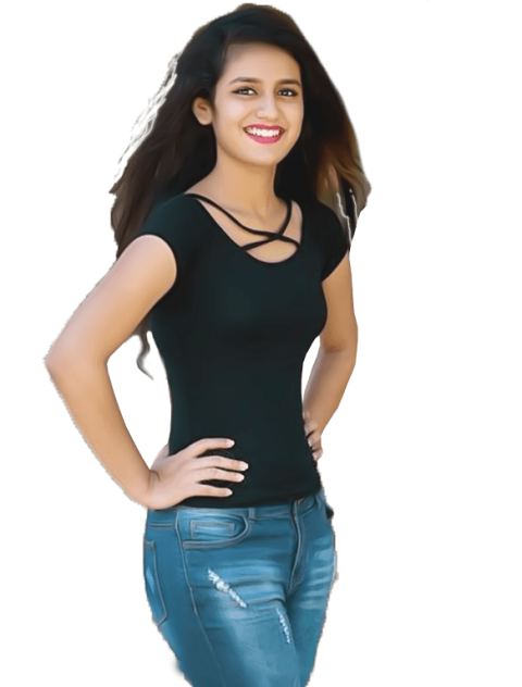 Simple girl in jeans and black shirt free png