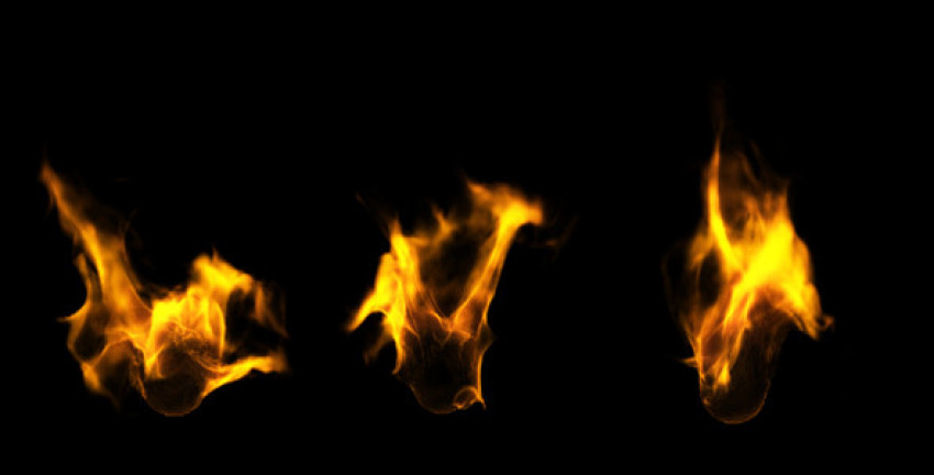 3 fire burring flame effect on black background png free download