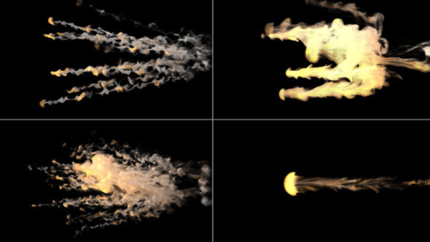 Blast fire partical with smoke , four effect fire blast on black background png free download
