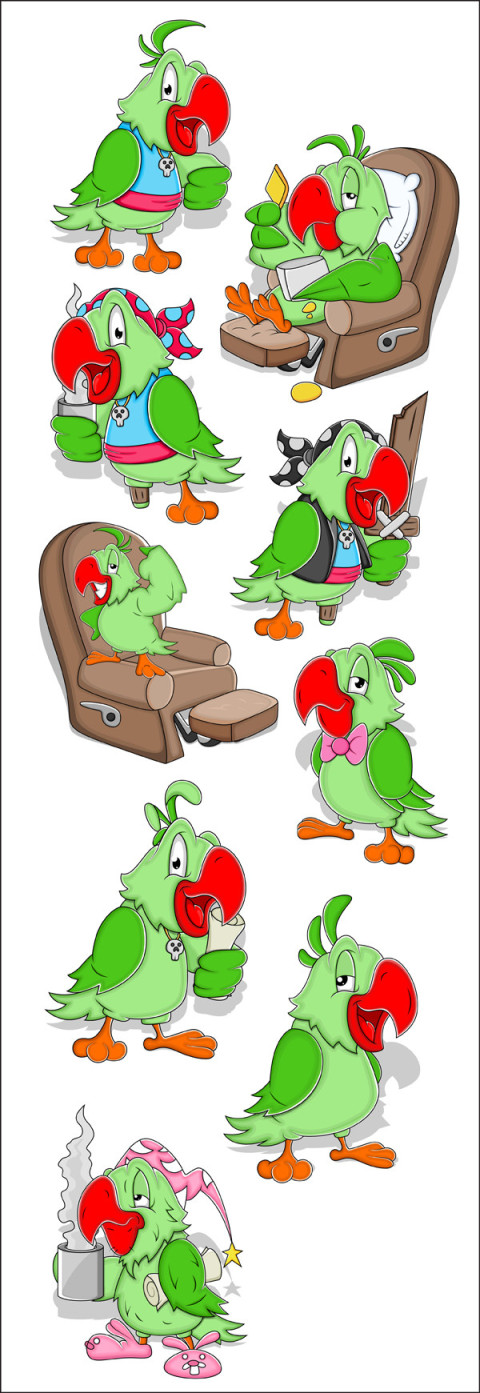 Premium Vector Free Cute Cartoon Parrot Vectors Images, Clipart & Stock Parrot Birds Images - Transparent Background Free Download