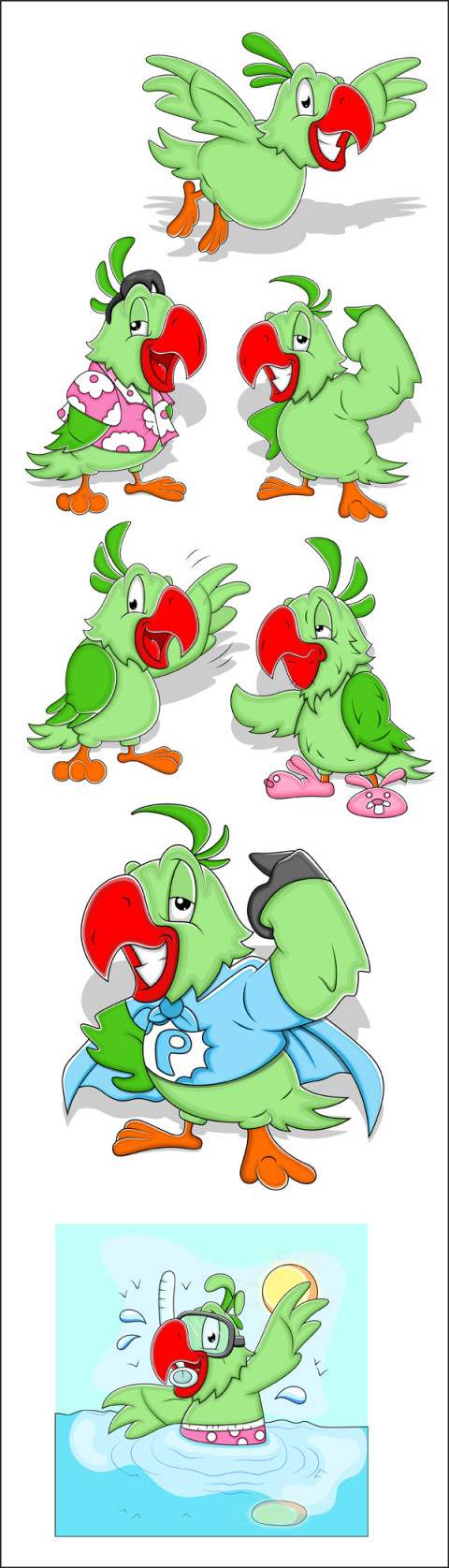 Cartoon Parrot Illustration Vectors PNG Images With Transparent Background