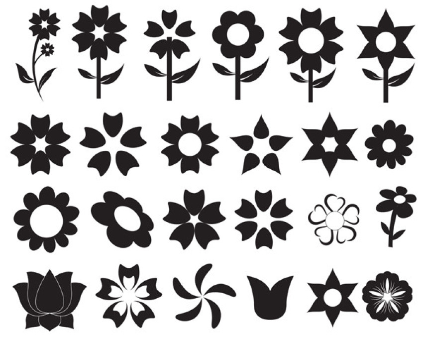 Premium Vector Black & White Flower Vector Shape PNG Images With Transparent Background