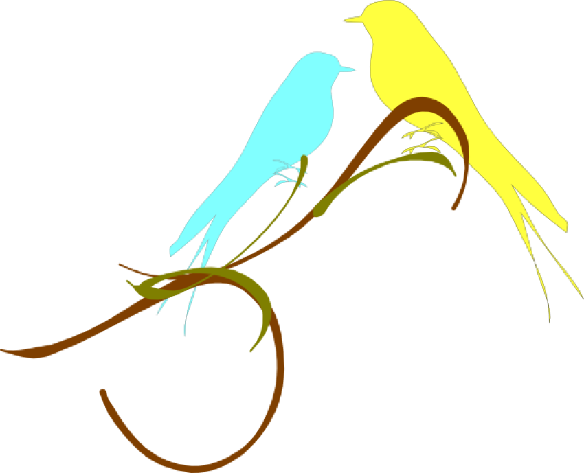 Beautiful Sky Blue and Yellow Clipart Drawing Lovebird PNG Photo