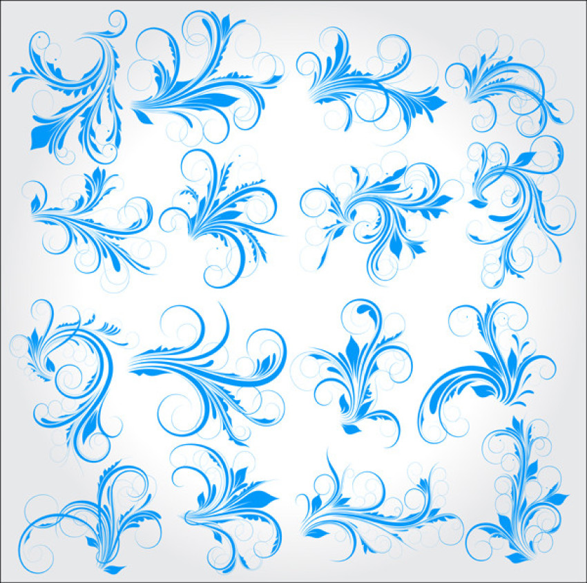 Blue Decorative Swirling Flourishes Royalty Free Vectors Of Set PNG Image Free Download