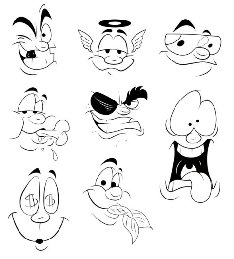 Premium Vector , Cartoon Facial Expression PNG Images