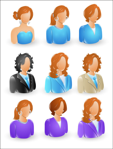 Female Profile Icons vector graphic design image