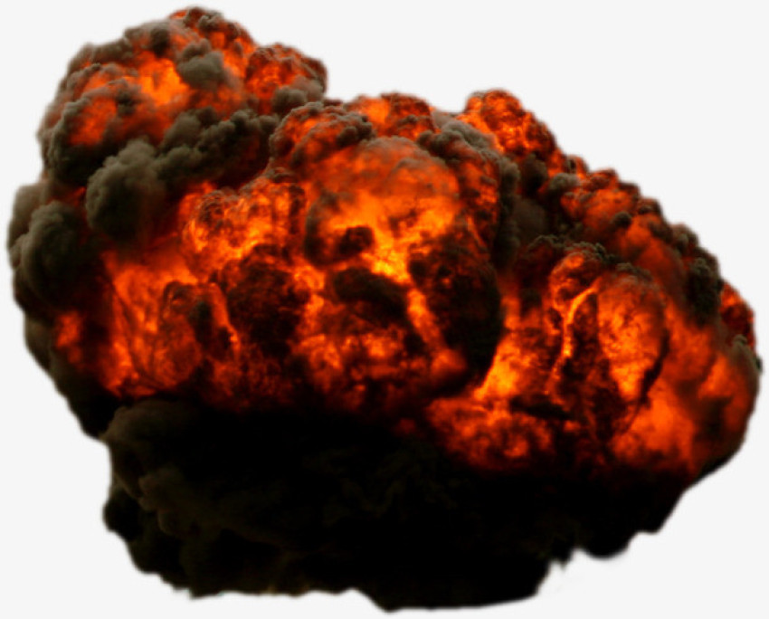 Fireball mushroom cloud explosion, bomb blast transparent background png free download