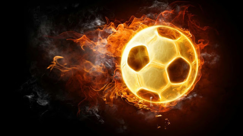 fire on football , soccer ball on fire black background png free download