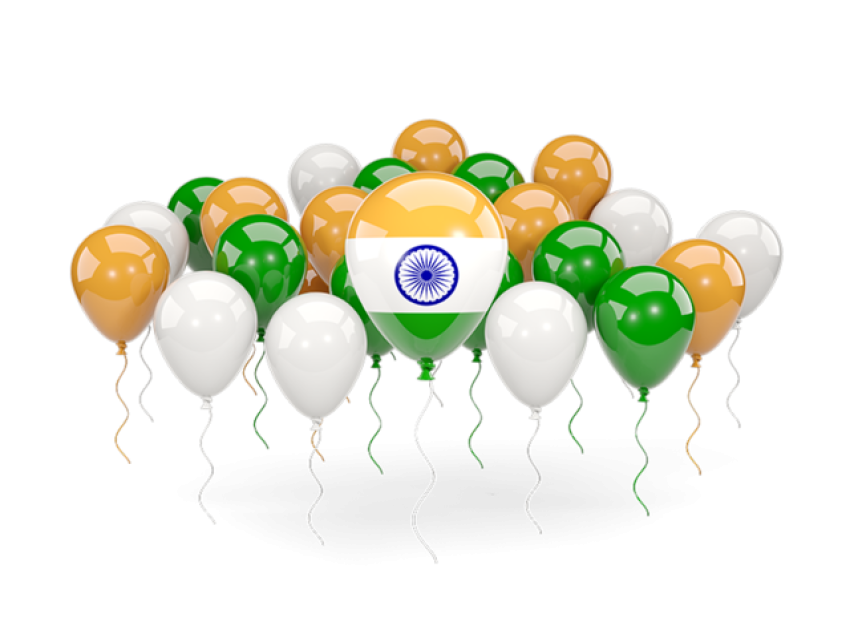 India Flag PNG Happy republic Day Balloon Image with white Background