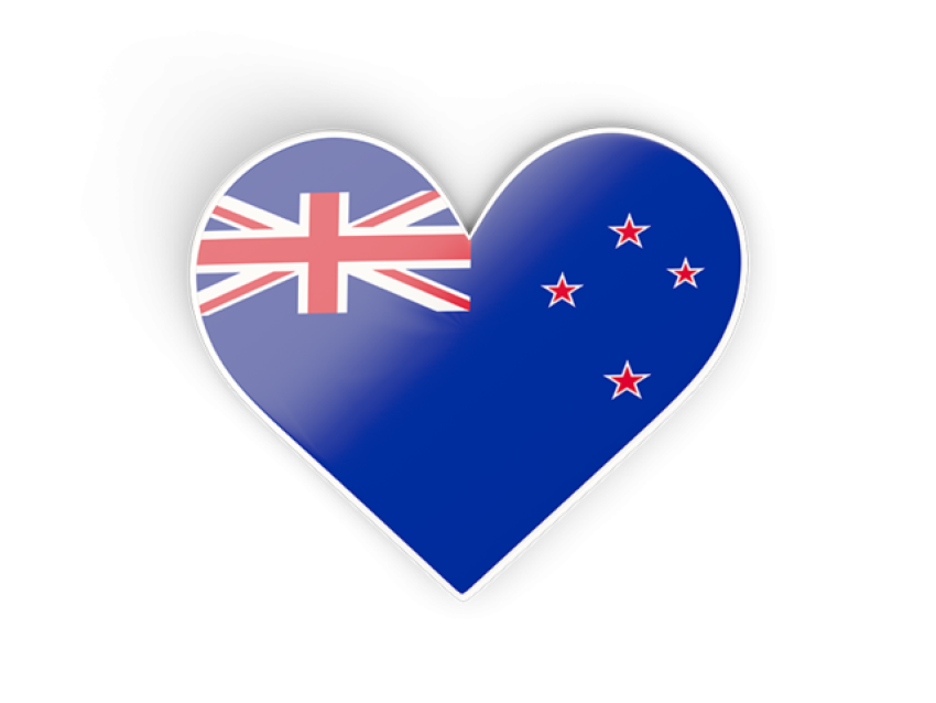 New Zealand Flag PNG Heart Shap Free Transparent Background