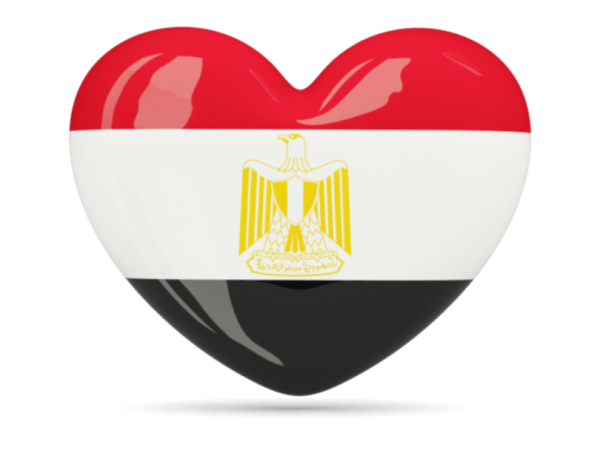 3D Egypt Flag PNG Heart Shape Icon Free Download