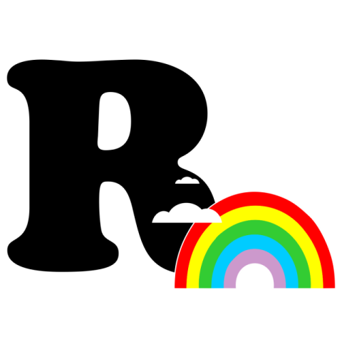 Illustration R Letter with Rain Bow Cloudes PNG  Drawing