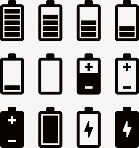 Battery Icon Set Full Half Charging Stock vector