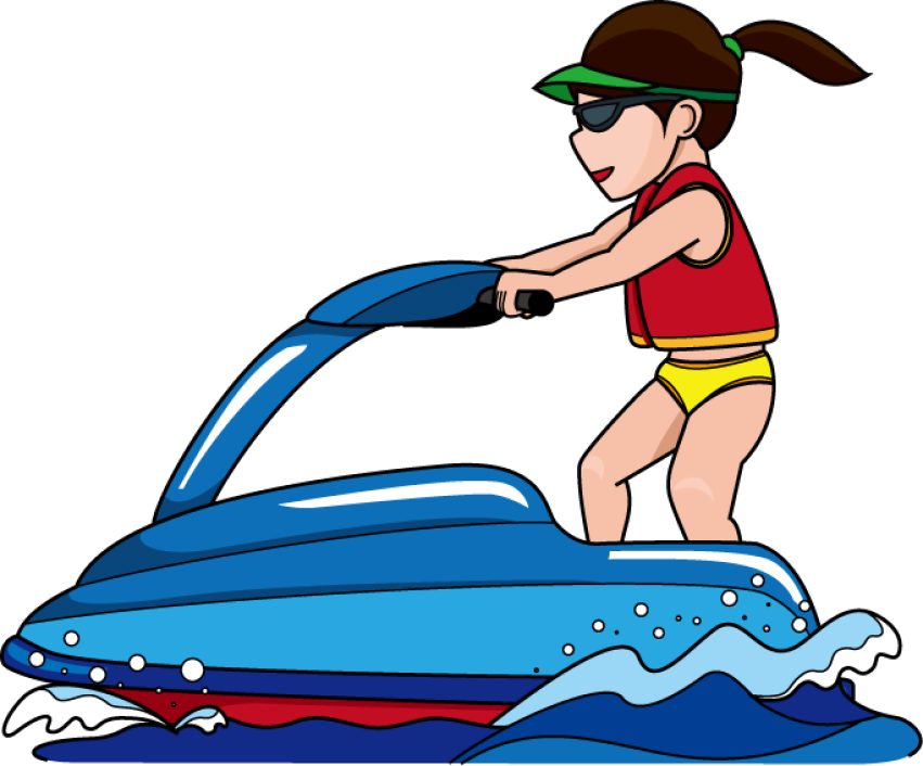 Cute Cartoon Jet Ski PNG Sticker Free Download
