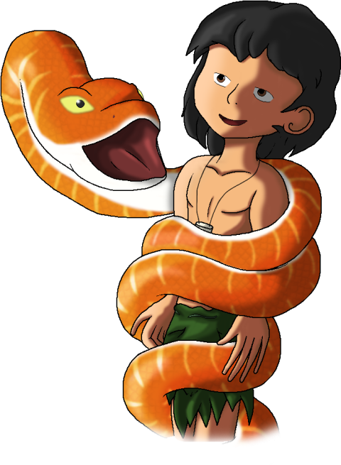 HD Vector Art Mowgli With Snake Picture PNG Transparent Free Download