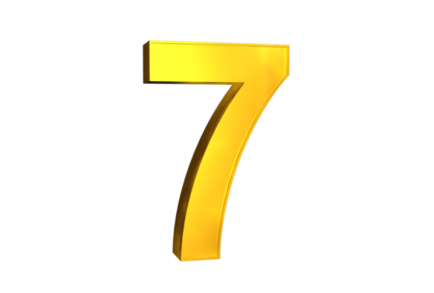 Yellow 7 Number PNG Transparent background