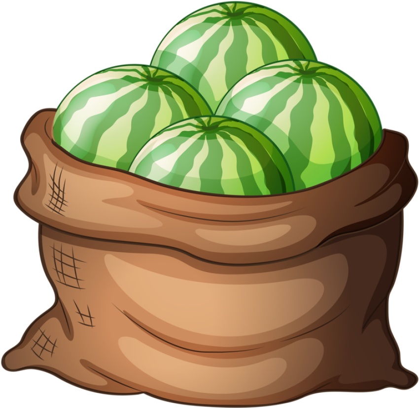 HD Vector Cartoon Watermelon Bag Cartoon Charactor png Free Download