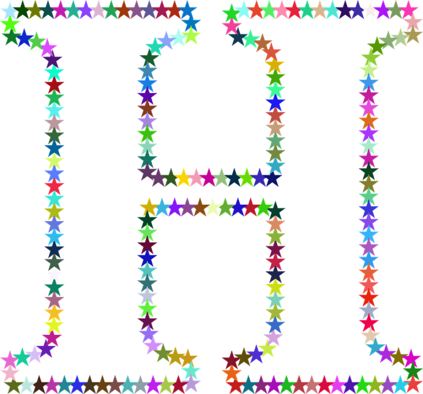 PSD colorful H Letter PNG outline  image Free Transparent