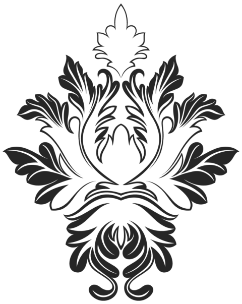 Damask Graphic Ornament Floral Design Element Black Vector Pattern Royalty Free PNG Image With Transparent Background