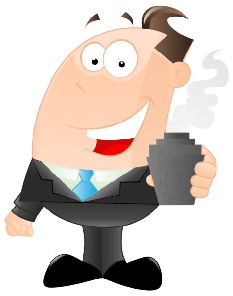 Business Character With Hot Tea , Free Download , Transparent Background