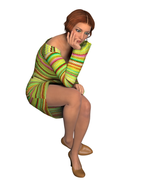 Sad Thinking Woman PNG Girl Image Free Transparent background