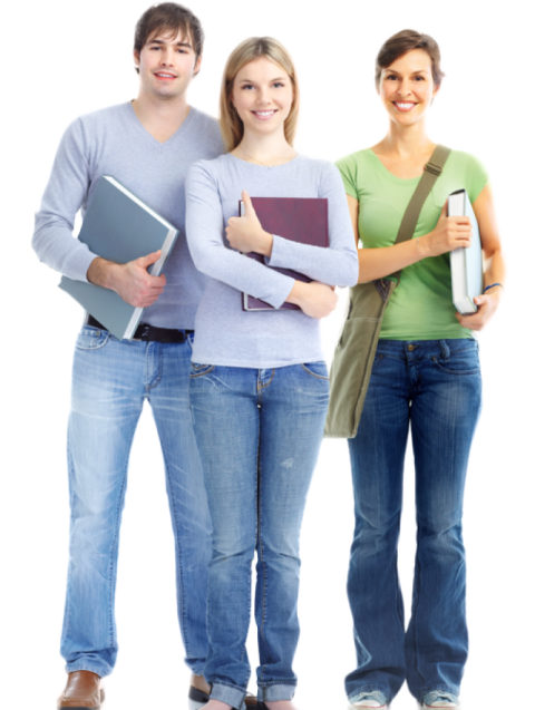 3 Student's hold books 2 girls 1 boy free png