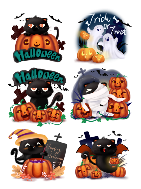 Halloween black cat pumpkin light PNG free Download