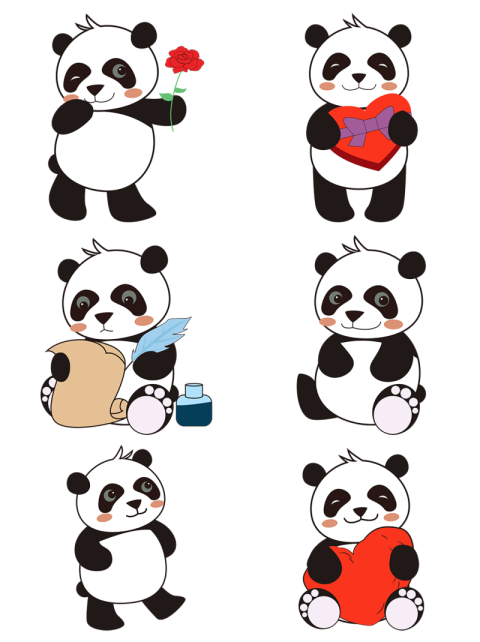 Vector material cartoon panda decorative PNG Free Download