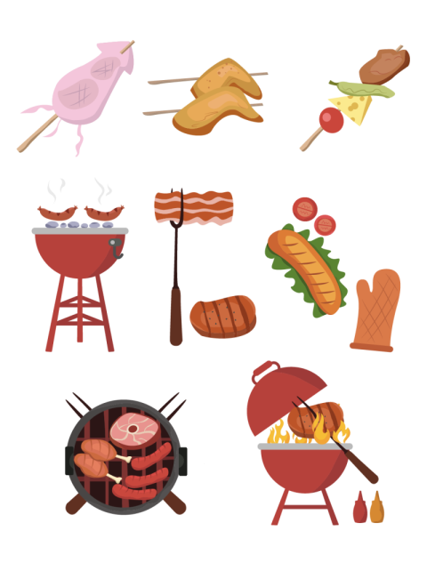 Cartoon Barbecue PNG Sticker Free Download