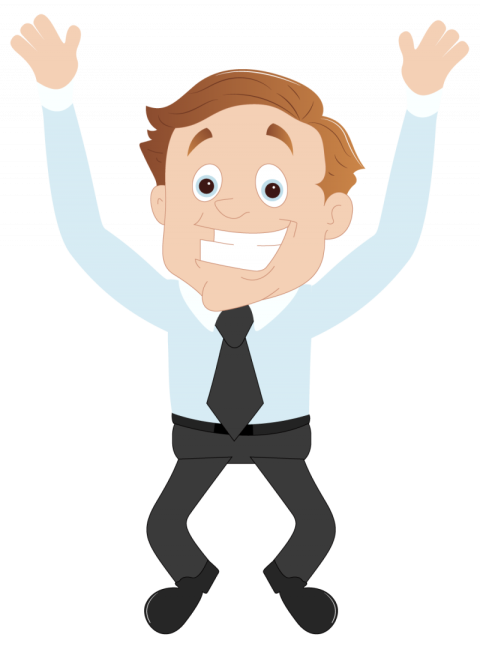 Cartoon Business Man Royalty Character Hands Up with Transparent Background PNG Free Download