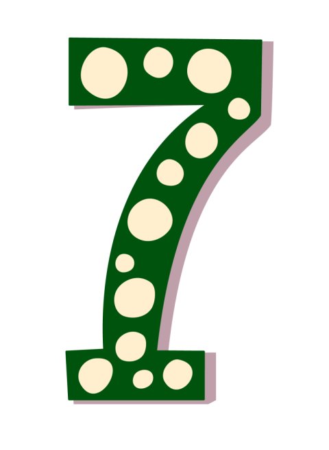 Green 7 Number with Lighting PNG Picture Free Download