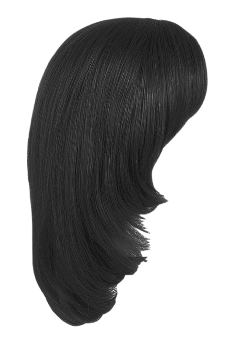 Soft Hair Black Lady Wig PNG Image Free Download