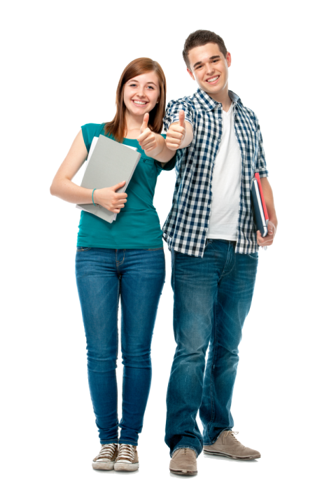1 Boy and 1 girl student hold books free png
