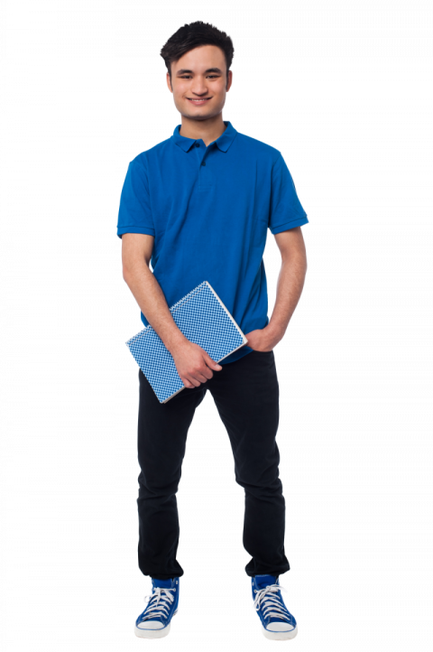 Student boy with note book blue shirt black pant blue shose free png