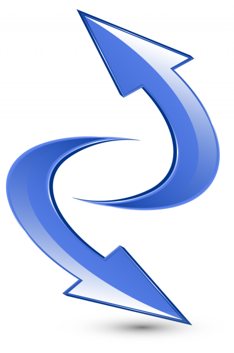 Glossy blue colour dube arrow sign vector graphic design