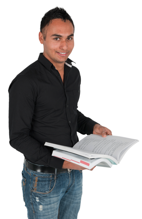 Male Student hold books black shirt blue Jeans free png