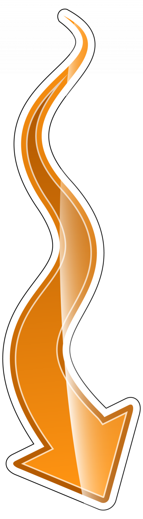Orange colour snake style arrow vector graphic design