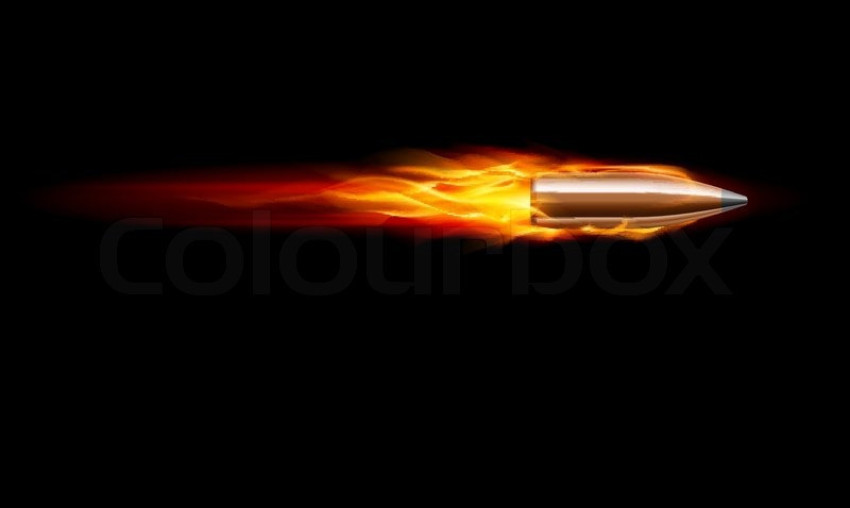 Moving Red Fiery gun bullet shot on black background vector graphic design