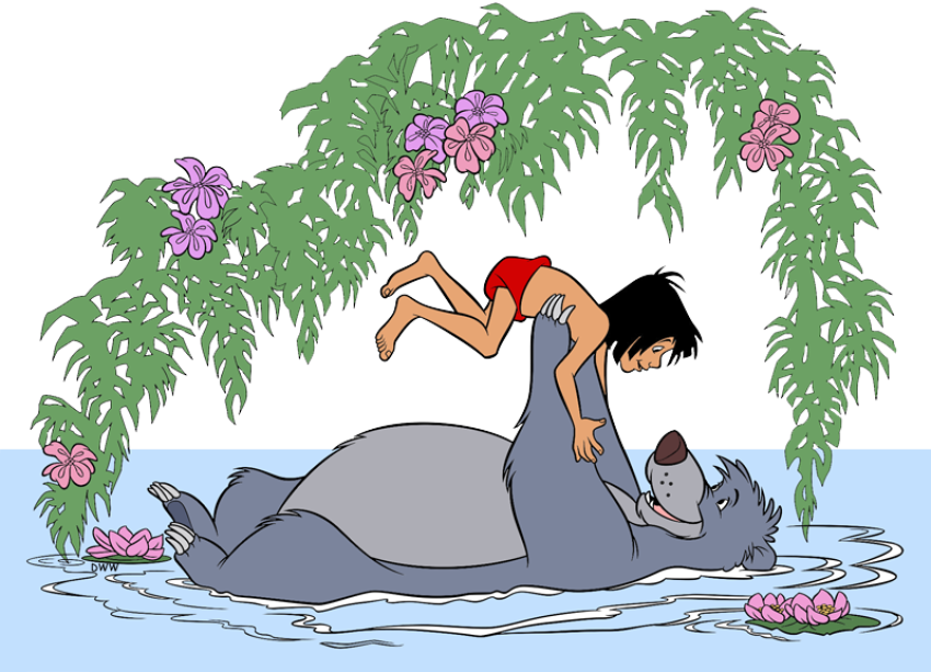 Isolated Clip Art Mowgli Playing With Bear PNG Picture Free Download