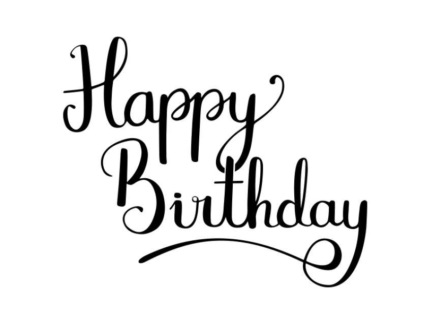 Black Floral Happy Birthday PNG Text Free Download