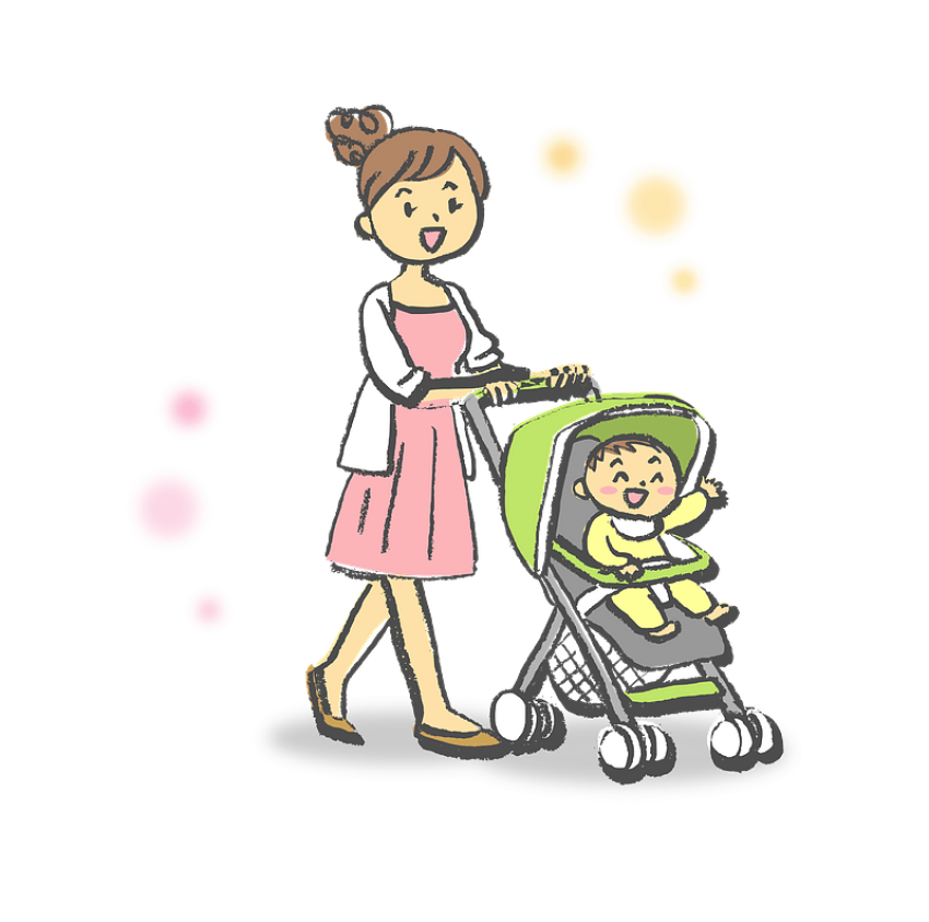 Girl with Stroller PNG Sticker Free Download